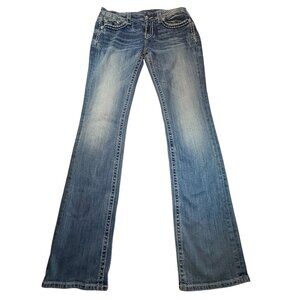 Miss Me Bootcut Jeans Distressed Embroidered Studded Stretch Women's Size 31